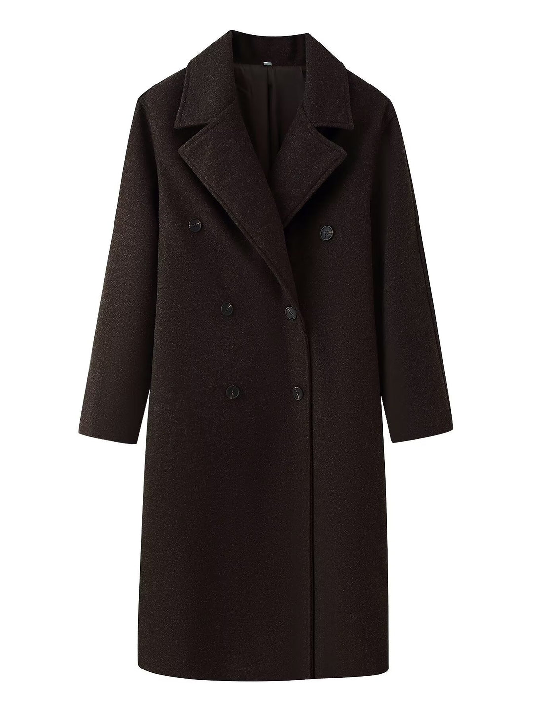 Damen klassischer Wollmantel mit doppelter Knopfreihe und großem Revers Fudus