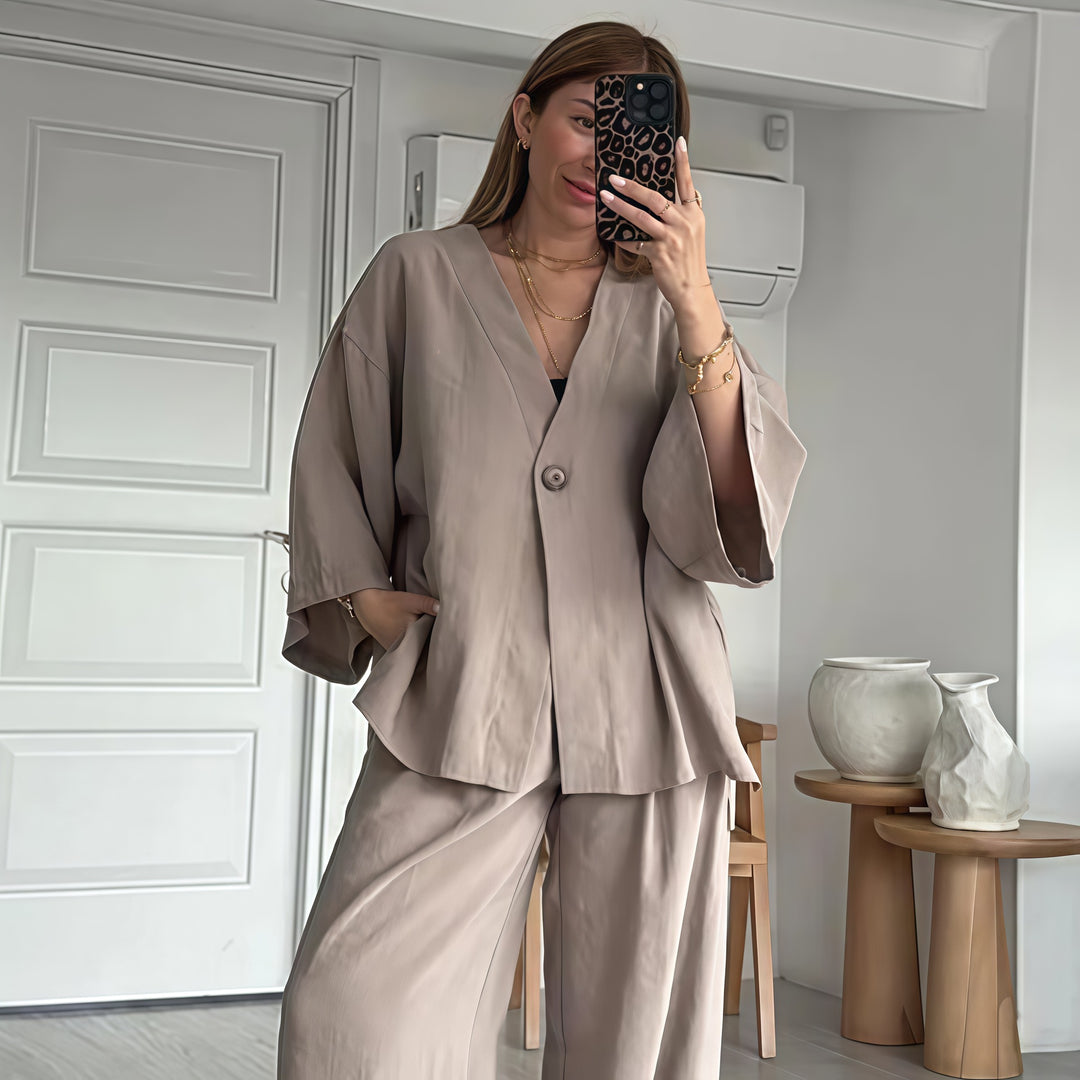 Damen lässige Oversized Blazerjacke mit weitem Schnitt Fudus