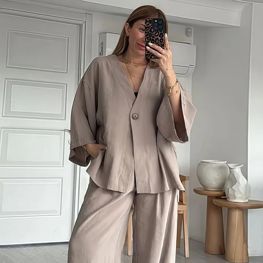 Damen lässige Oversized Blazerjacke mit weitem Schnitt Fudus