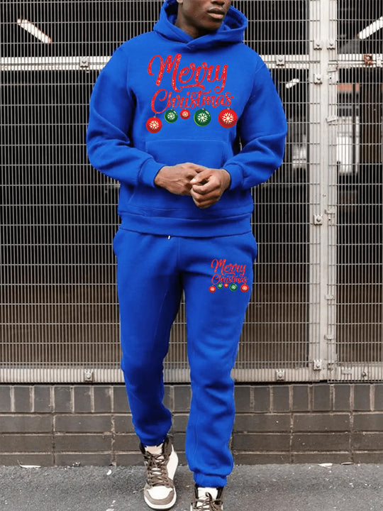 Damen Hoodie und Jogginghose Set mit festlichem Weihnachtsmuster Fudus