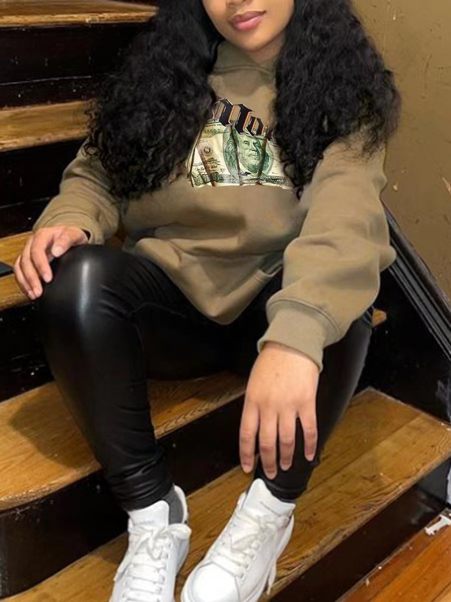 Damen Kapuzenpullover mit kreativem Grafikdruck und bequemer Passform Fudus