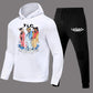 Damen Hoodie und Jogginghose Set mit kreativem Comicdruck Fudus