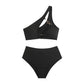 Damen Bikini Set Asymmetrisch Cut Out High Waist Rückenfrei