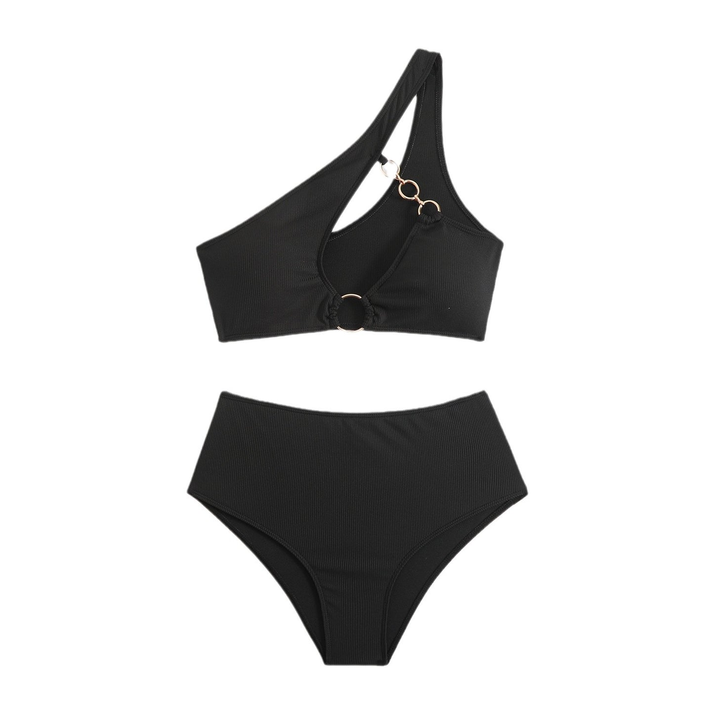 Damen Bikini Set Asymmetrisch Cut Out High Waist Rückenfrei