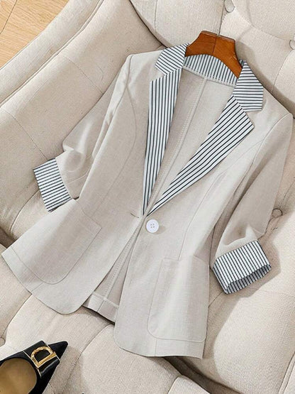 Damen Eleganter Leinenblazer mit extra weitem Schnitt und modernen Details Fudus