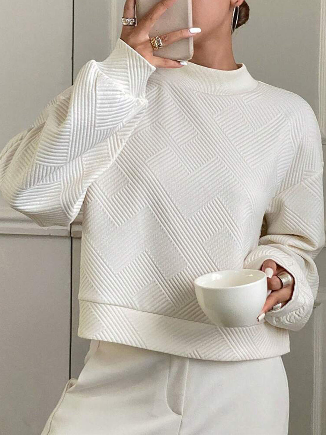 Damen Komfortabler Sweatshirt mit strukturiertem Gewebe Fudus