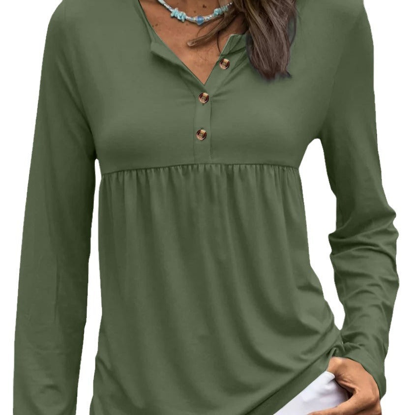 Damen Langarmshirt mit Knopfdetails und figurbetontem Schnitt Fudus