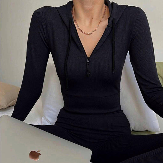 Damen Langärmliges Sportoberteil mit Reißverschluss Fudus