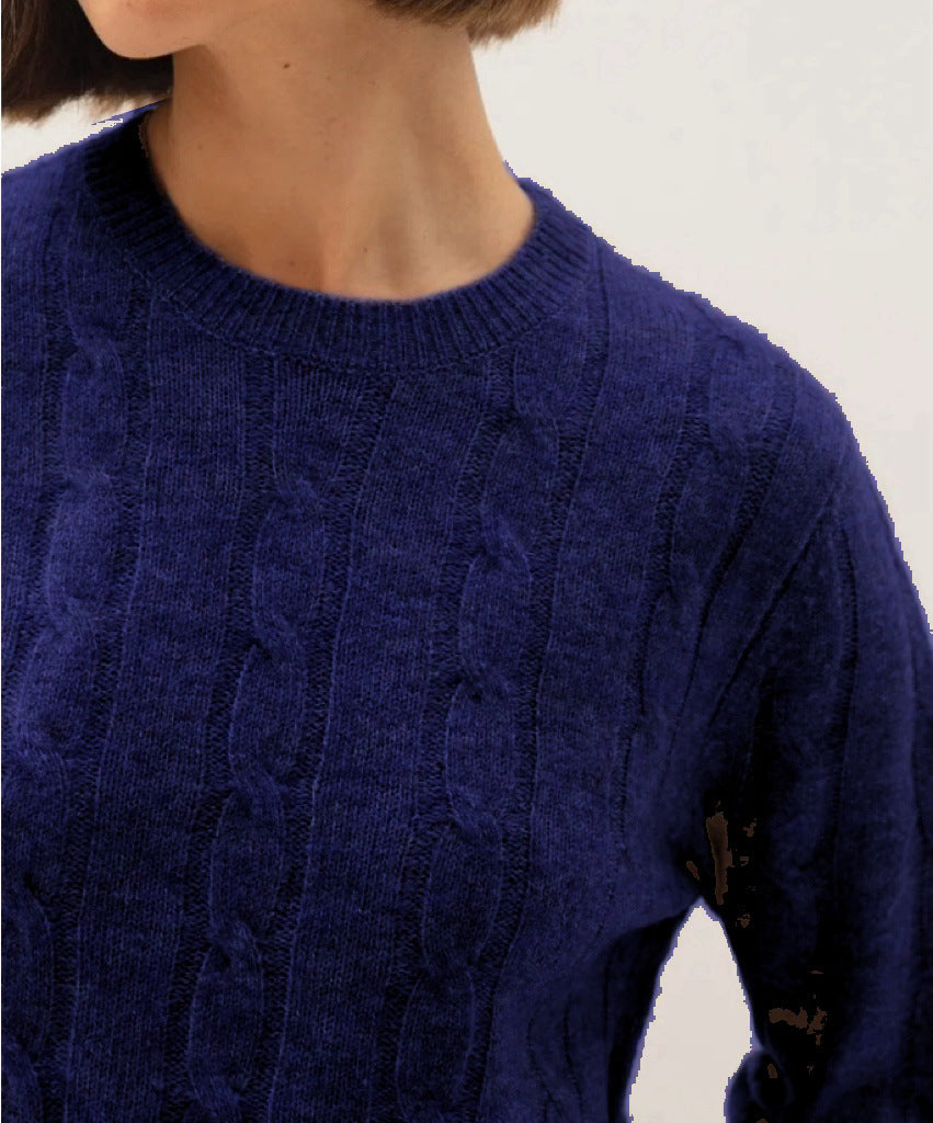 Damen kuscheliger Strickpullover mit Zopfmuster Fudus