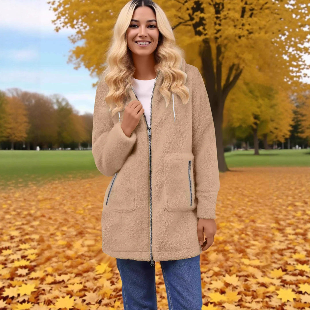 Damen kuschelige Fleecejacke mit praktischen Taschen und durchgehendem Reißverschluss Fudus