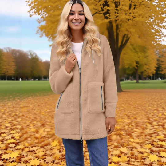 Damen kuschelige Fleecejacke mit praktischen Taschen und durchgehendem Reißverschluss Fudus