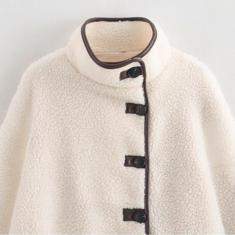 Damen kuschelige Fleecejacke mit hochschließendem Kragen und praktischen Taschen Fudus