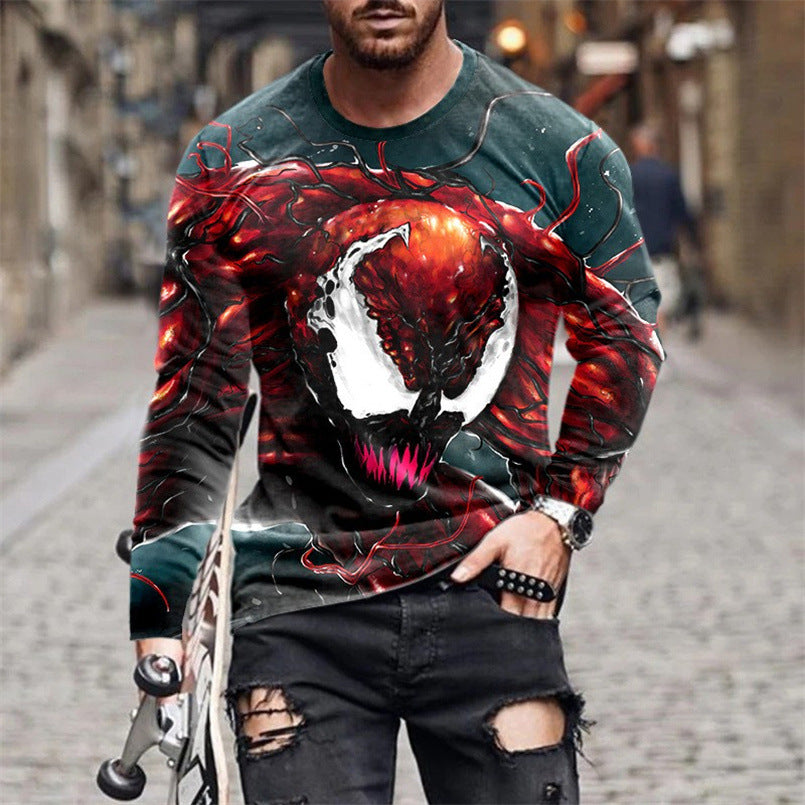 Herren Langarm T-Shirt mit künstlerischem Venom-Design Fudus