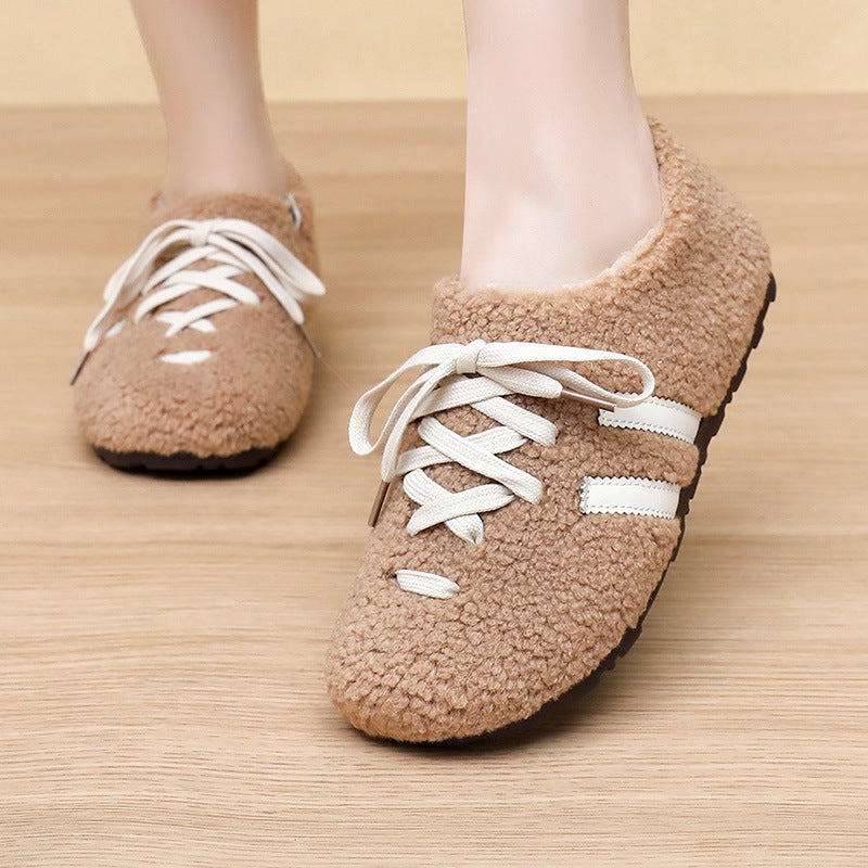 Damen Komfortable und warme Fleece-Hausschuhe mit rutschfester Sohle Fudus