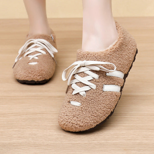 Damen Komfortable und warme Fleece-Hausschuhe mit rutschfester Sohle Fudus