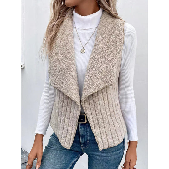 Damen Kuschelige Weste mit asymmetrischem Schnitt und hohem Kragen Fudus