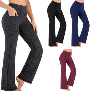 Damen Hochtaillierte Bootcut-Yoga-Hose mit praktischen Taschen Fudus