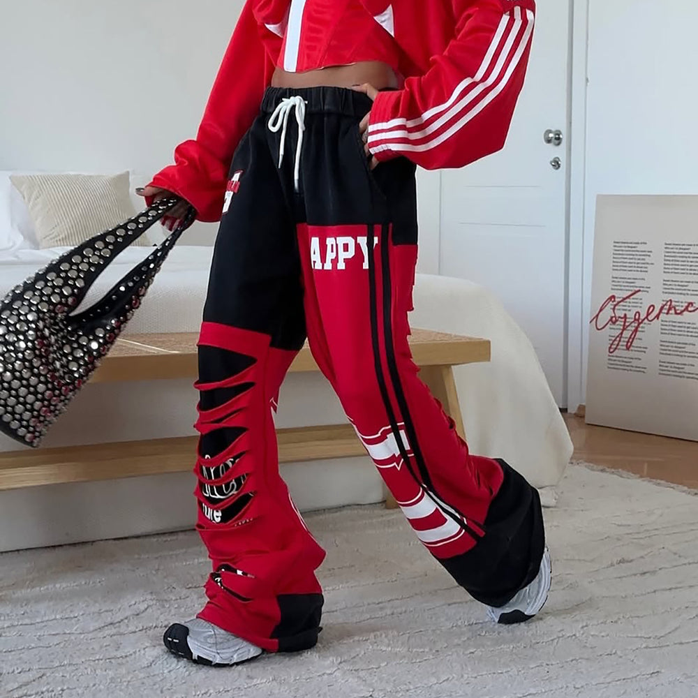 Damen lässige Cargohose mit einzigartigen Cut-Outs und auffälligen Details Fudus