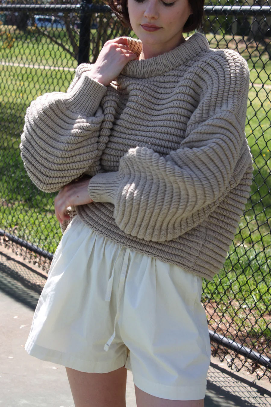 Damen Kuscheliger Strickpullover mit hohen Kragen Fudus