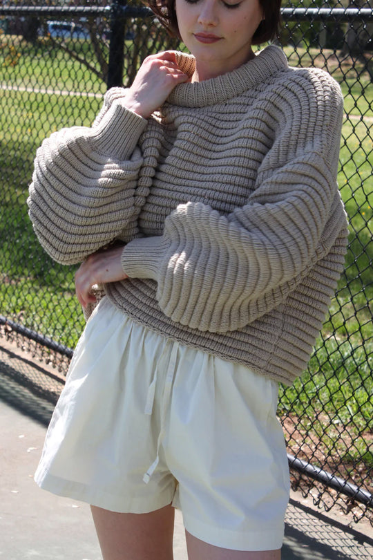 Damen Kuscheliger Strickpullover mit hohen Kragen Fudus