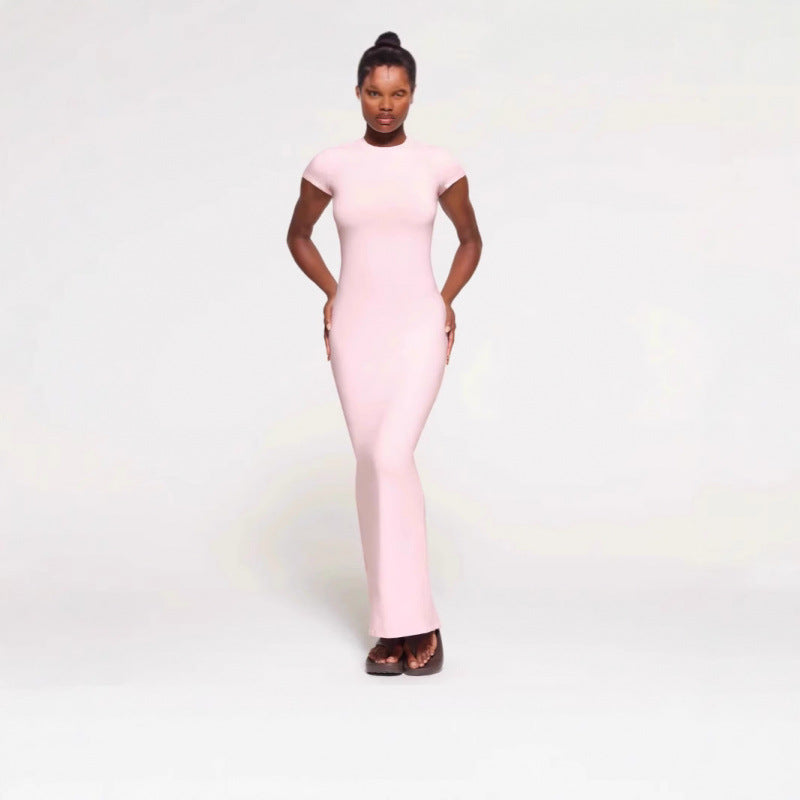 Damen Figurbetontes Maxikleid mit kurzen Ärmeln