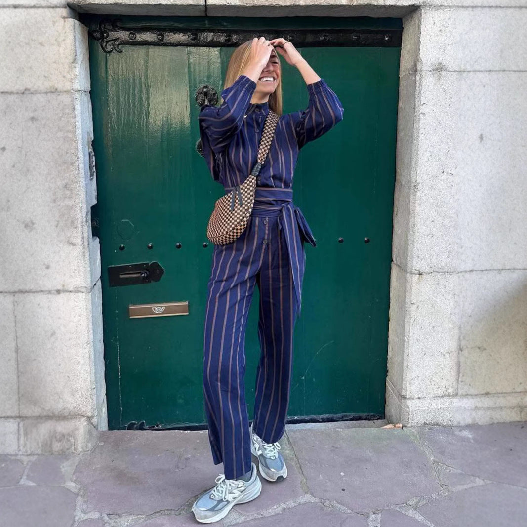 Damen Anzug mit tailliertem Schnitt und seitlichem Gürtel Fudus