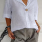 Damen Leinenbluse Knopfdetails Lässig
