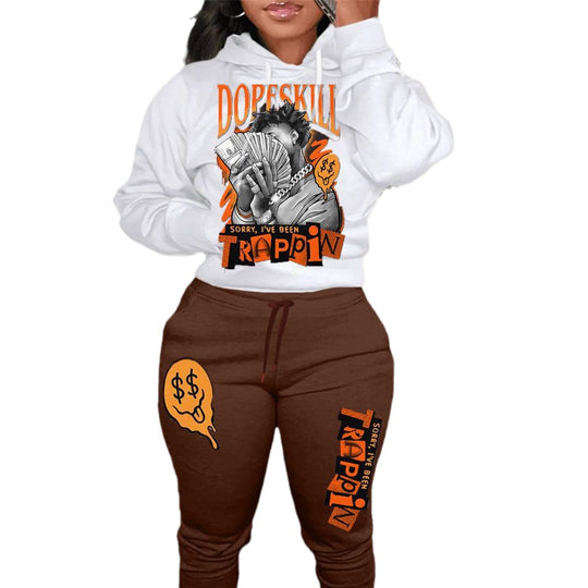 Damen Hoodie und Jogginghose Set mit kreativem Grafikdruck Fudus