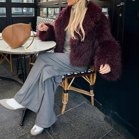 Damen Kunstfellmantel im modischen Oversized-Schnitt Fudus