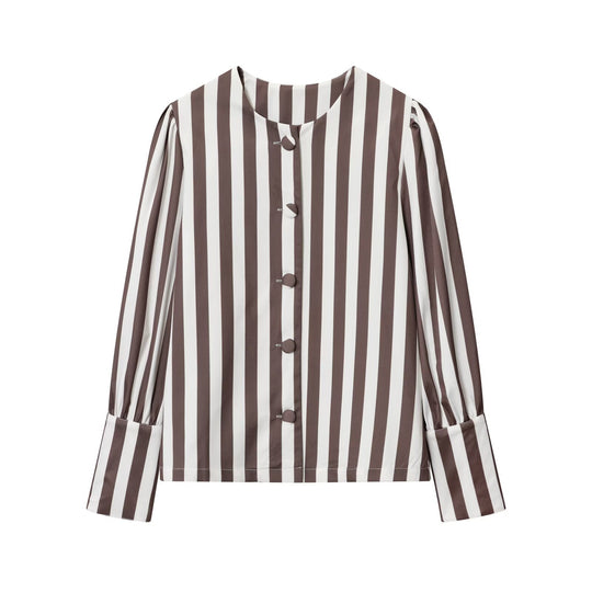 Damen Langarmbluse mit modernen Streifen Fudus