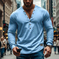 Herren Langarm Henley T-Shirt mit modernem Knopfverschluss und figurbetontem Schnitt Fudus