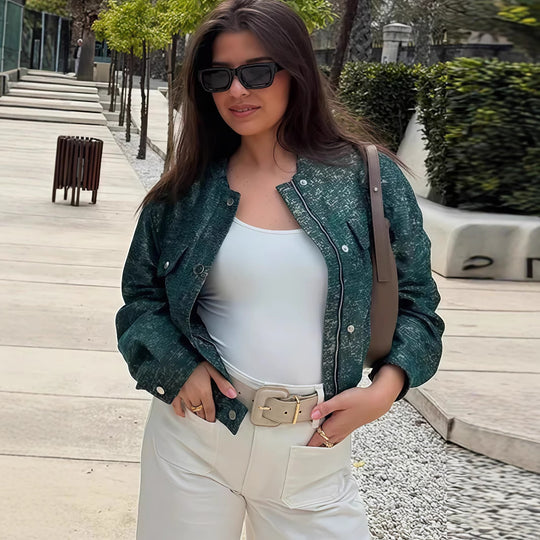 Damen Lässige Oversized-Jacke mit Knopfverschluss Fudus