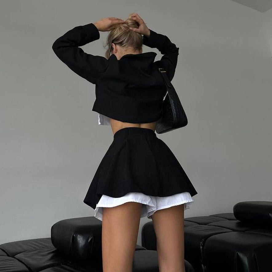 Damen Kurzblazer und Rock Set Fudus