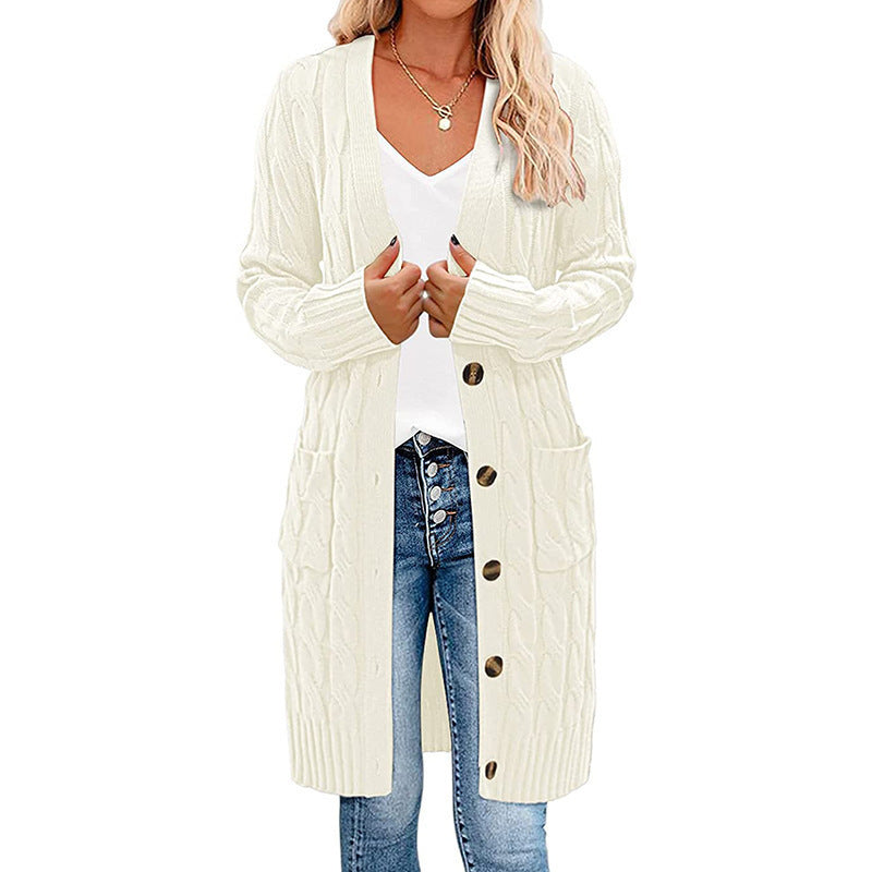 Damen Langstrickjacke mit Zopfmuster Fudus