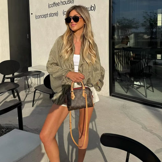 Damen innovatives Oversized Hemd mit raffinierten Falten Fudus