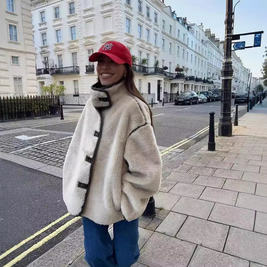 Damen kuschelige Weste mit Knopfleiste Fudus