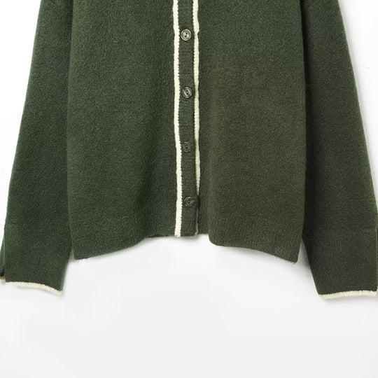 Damen kuschelige Strickjacke mit subtilem Kontrastverschluss Fudus