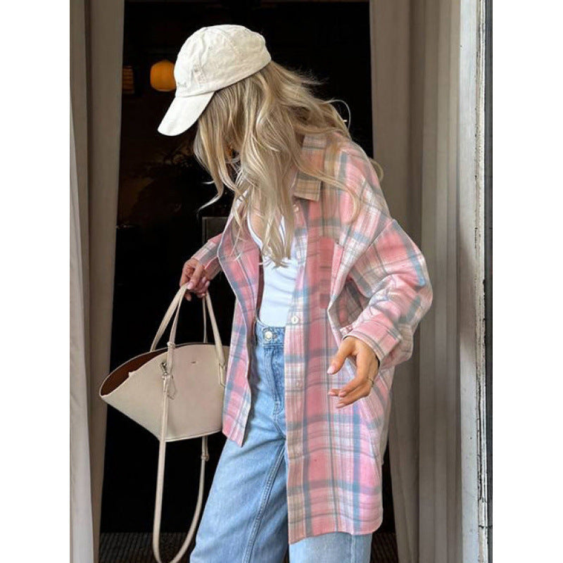 Damen Karierte Baumwollbluse Fudus