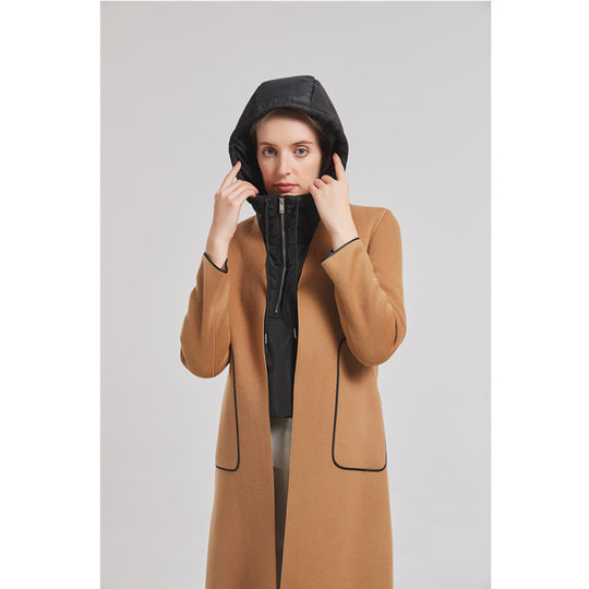 Damen Kapuzenweste mit hohem Kragen und verstellbarem Saum Fudus