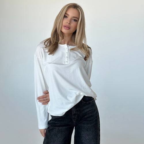 Damen Langarmshirt mit Knopfdetails und lässigem Schnitt Fudus
