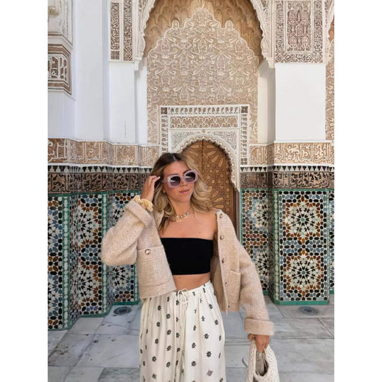 Damen Lässige Schlaghose mit modischem Print Fudus