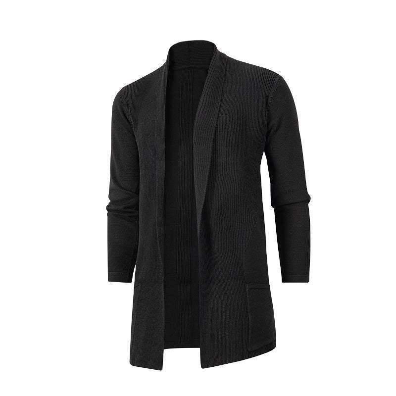 Damen Strickjacke mit modernem Kragen und tiefen Taschen Fudus