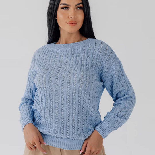 Damen Grobstrickpullover mit strukturiertem Muster Fudus