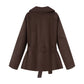Damen elegante weiche Jacke im Stil eines Blazers mit Taillengürtel Fudus