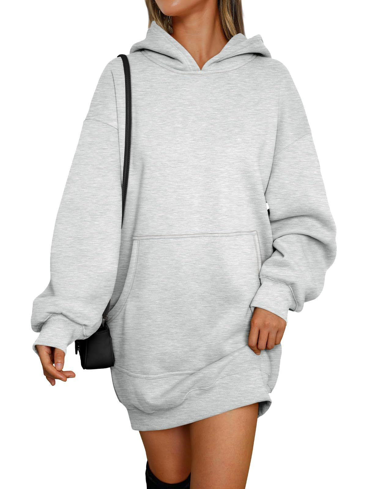 Damen Hoodie-Kleid mit oversize Schnitt und Kängurutasche Fudus