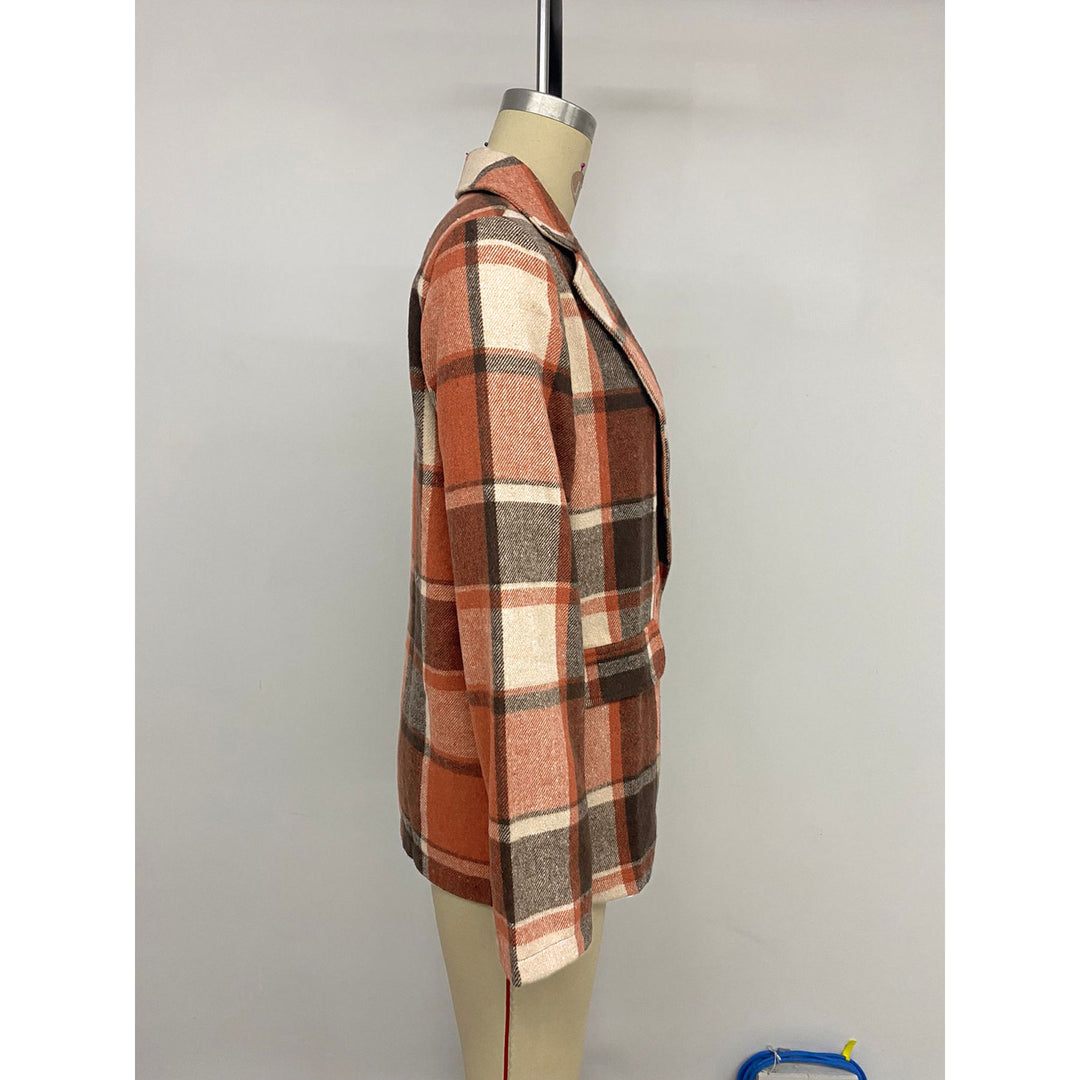 Damen Karierter Blazer aus weichem Wollmix Fudus