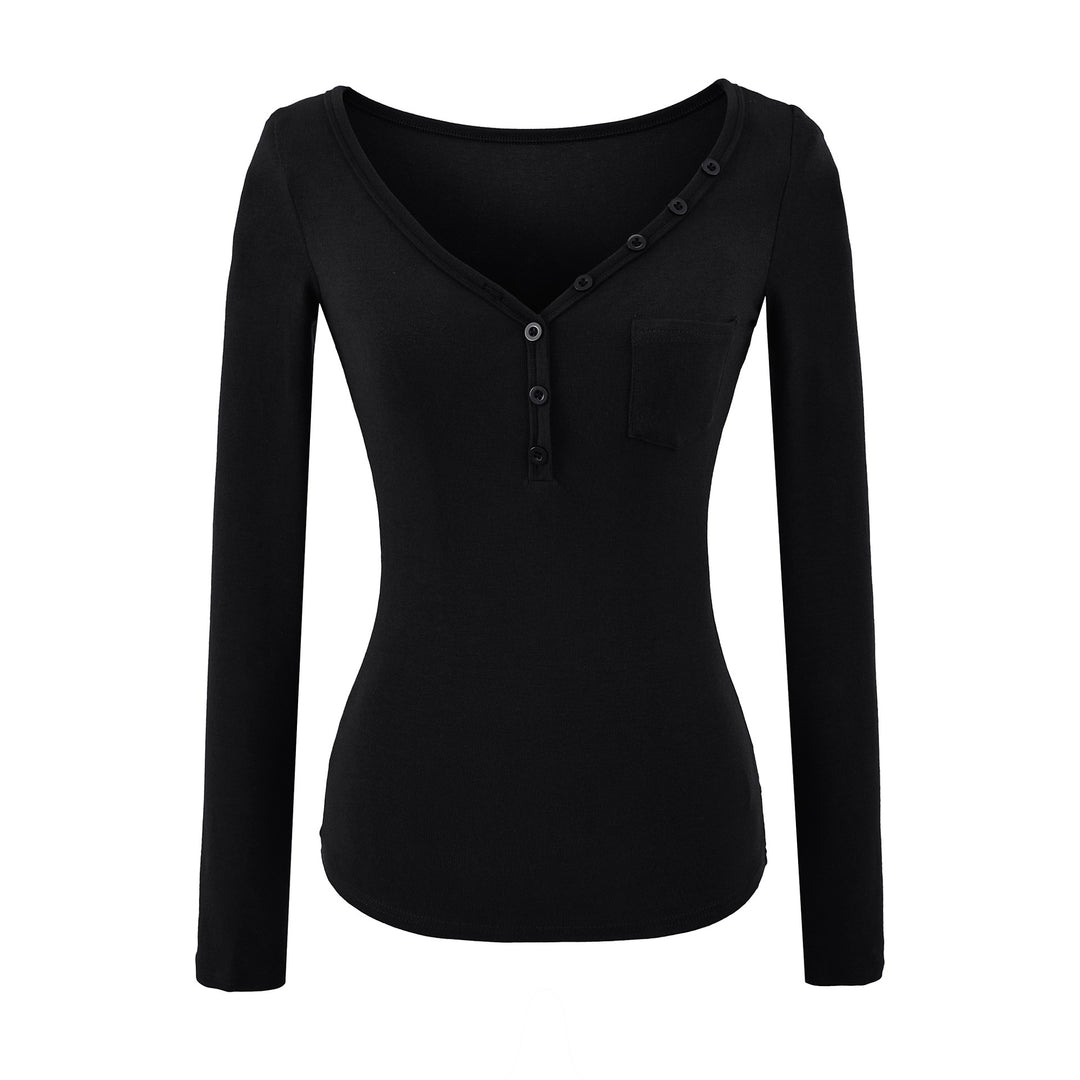 Damen langärmeliges Henley-Shirt Fudus