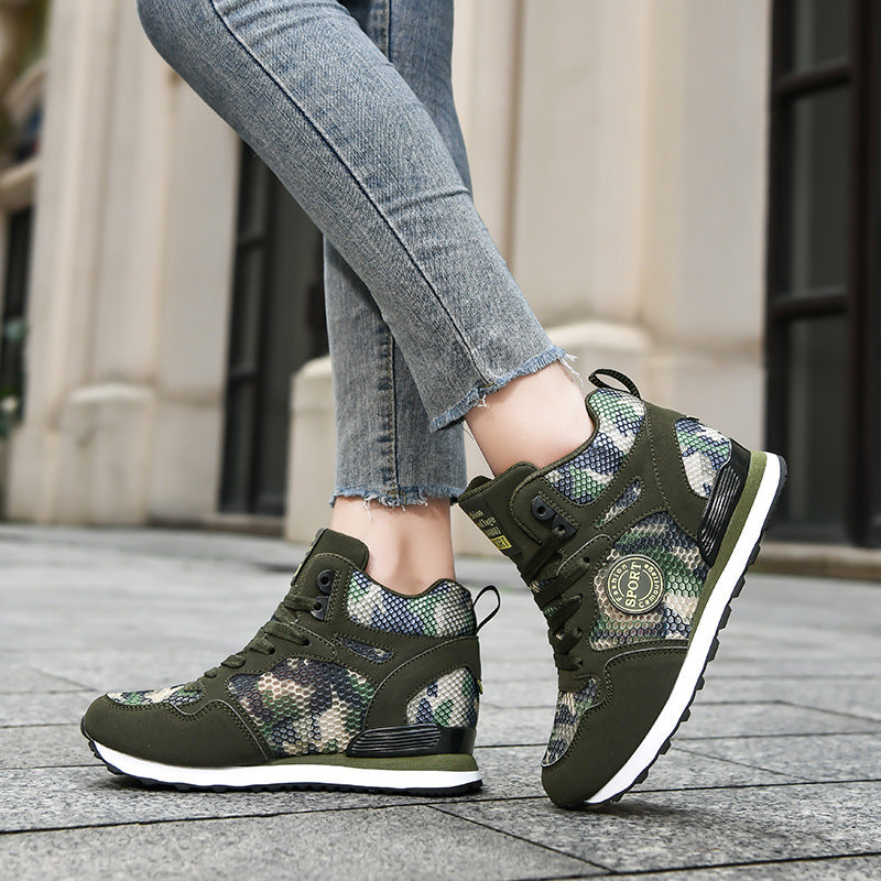 Damen Sportliche High-Top Sneakers mit Camouflage-Muster Fudus