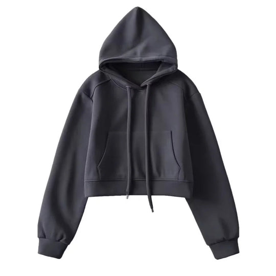 Damen modischer cropped Kapuzenpullover aus sweatshirt Material Fudus