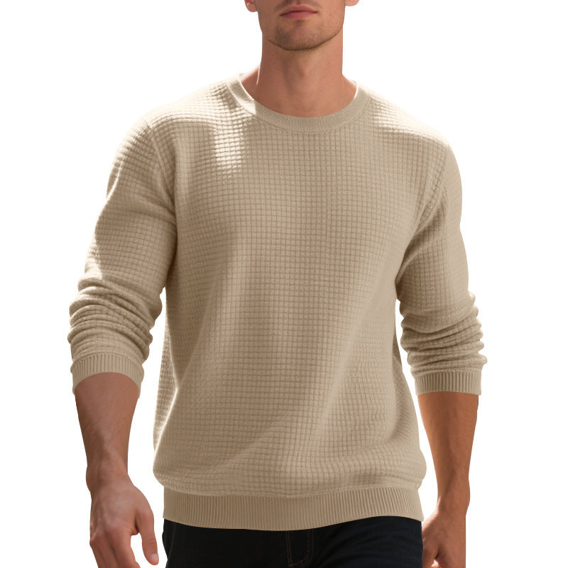 Herren warmer Pullover mit strukturiertem Gewebe und Rundhalsausschnitt Fudus